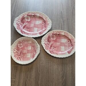 Grindley Trellis Pink Serving Platters 14.5", 13" & 10" Set Of 3 Matching